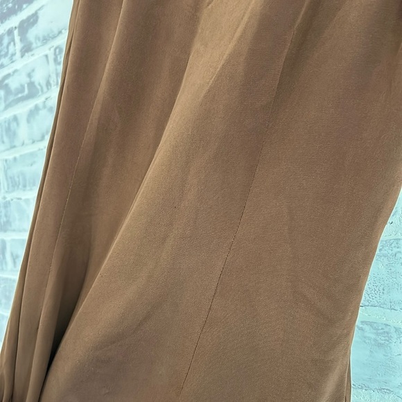 Vintage PATRICK 100% Silk Maxi Dress Brown Button Up Slit Women’s Size 10 - Picture 9 of 11